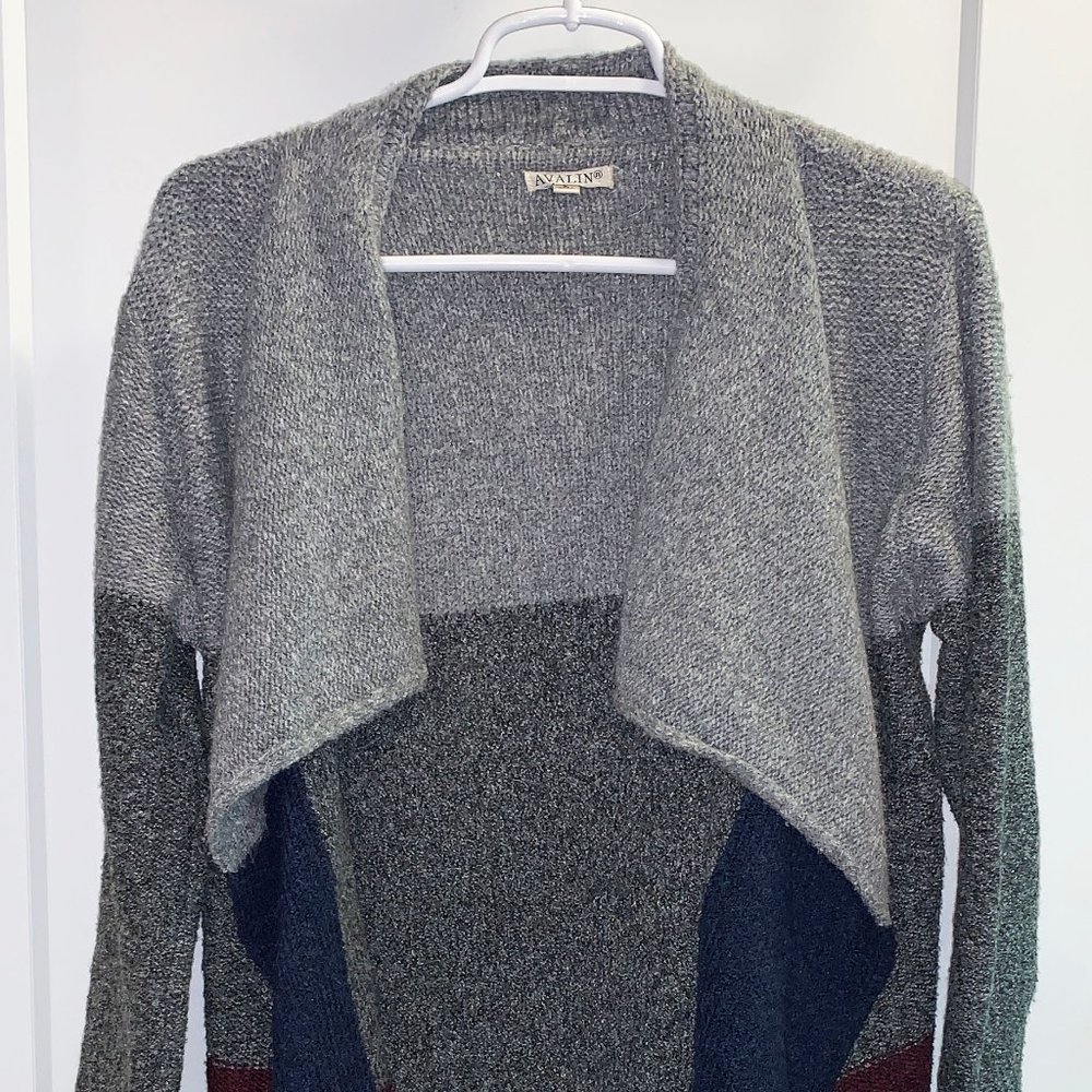 Aavlin Color Block Open Cardigan, Small